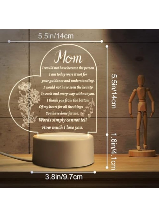 CLENEA Gifts for Mum from Daughter Son, Mum Birthday Gifts Night Light, Mum Gifts for Mother's Day, Birthday, Thanksgiving, Acrylic Night Lamp Gifts for Mum, Stepmom, Mum-heart - Image 2